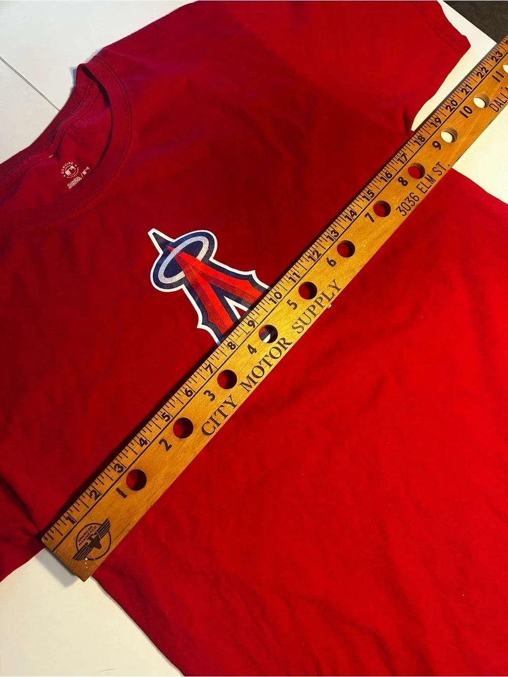 Stitches Red Los Angeles Angels Logo Short Sleeve Tee